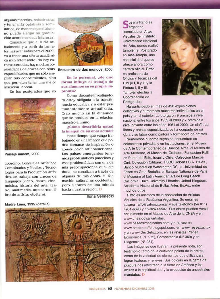 Susana Raffo - Revista Dirigencia 2008 